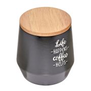 Pojemnik kuchenny, ceramika/drewno dębowe, 0,5 l, czarny Coffee Culture / Cilio