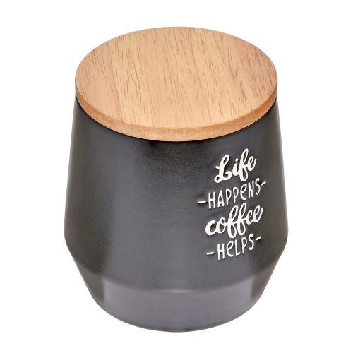 Pojemnik kuchenny, ceramika/drewno dębowe, 0,5 l, czarny Coffee Culture / Cilio