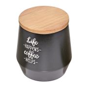 Pojemnik kuchenny, ceramika/drewno dębowe, 0,5 l, czarny Coffee Culture / Cilio