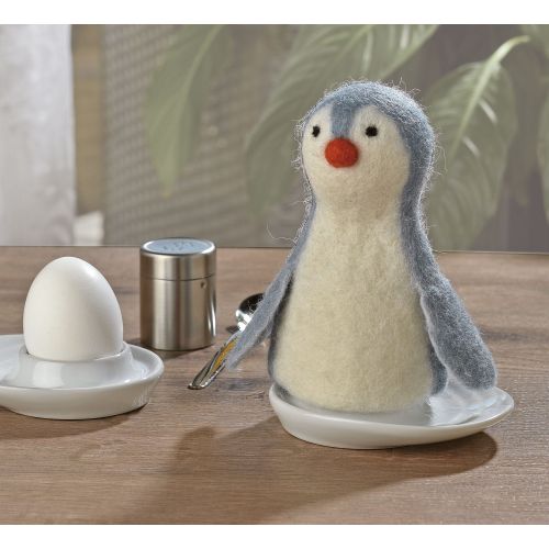 Ogrzewacz na jajko, owcza wełna, wys. 13 cm, pingwin Lana / Cilio