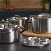 Zestaw garnków, 4 el., stal nierdzewna, uchwyty w kolorze różowego złota GOURMET / Spring