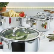 Zestaw garnków ze szklanymi pokrywami, 4 el., stal nierdzewna/szkło FINESSE2+ / Spring