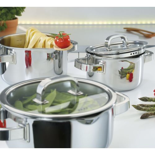 Zestaw garnków ze szklanymi pokrywami, 4 el., stal nierdzewna/szkło FINESSE2+ / Spring