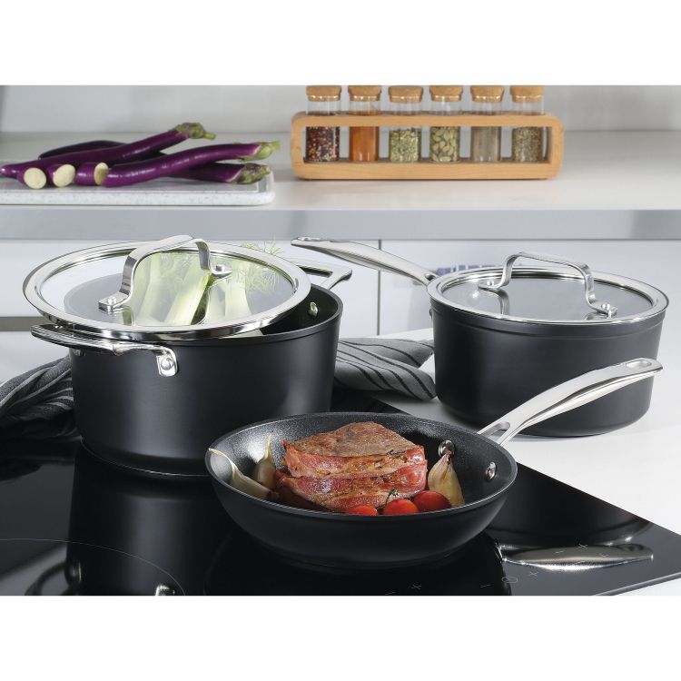 Garnek niski z powłoką nieprzywierającą i szklaną pokrywą, śred. 16 x 7,5 cm, 1,4 l MERIDIAN INTENSE PRO / Spring