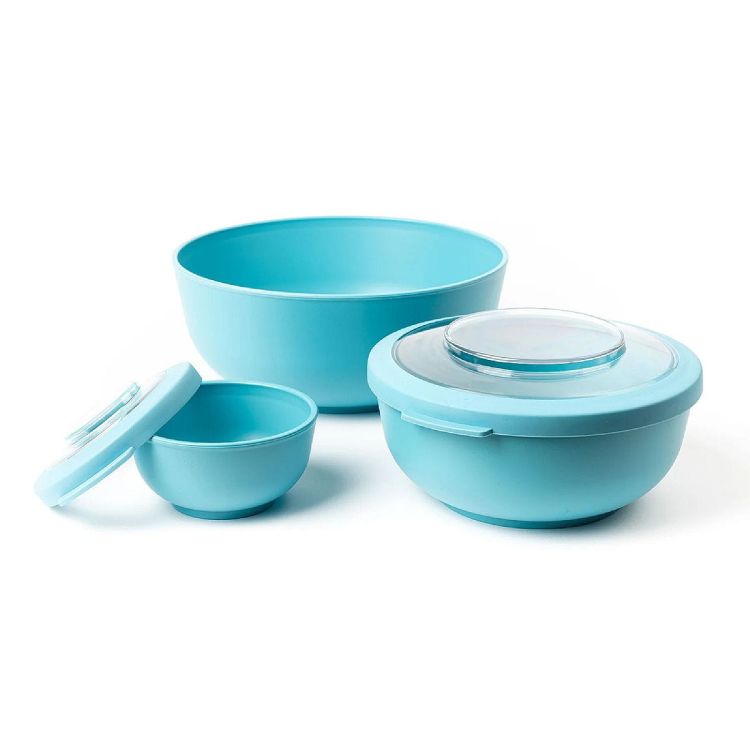 3 miski z pokrywkami błękitne / Amuse