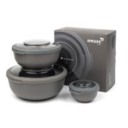3 miski z pokrywkami szare / Amuse