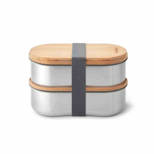 Zestaw 2 lunch boxów stalowych, szary / Black+Blum