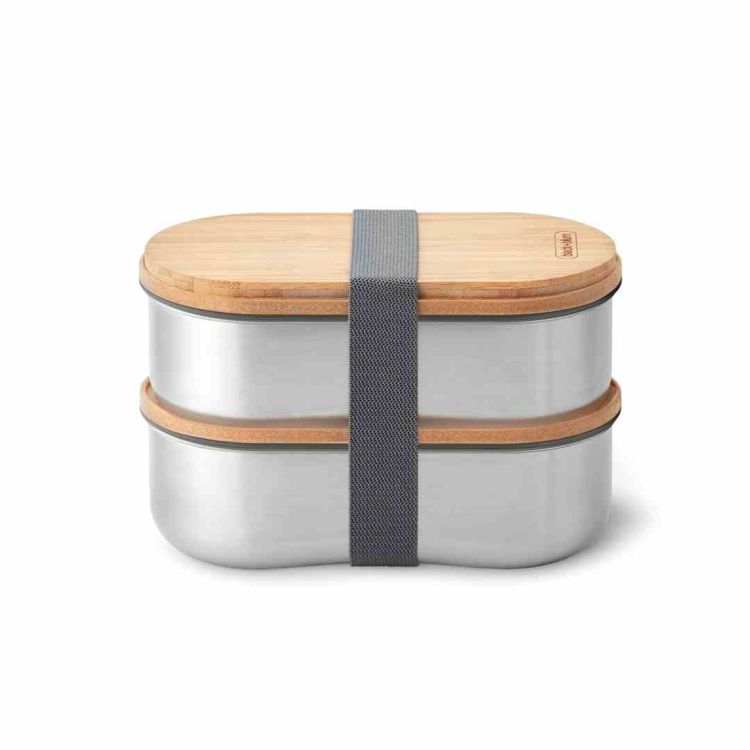 Zestaw 2 lunch boxów stalowych, szary / Black+Blum