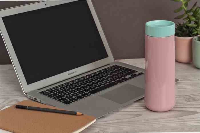 Kubek podróżny 350ml. róż/mięta, Travel / Lund London