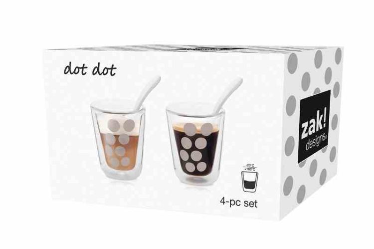 Zestaw 2 szklanek 200ml z łyżeczkami,srebrny / Zak!designs