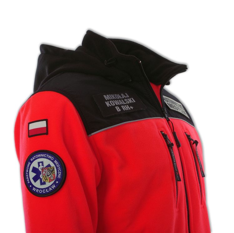 Polar ratowniczy North-Wind PRM-23 FLUO z kapturem oraz kompletem emblematów