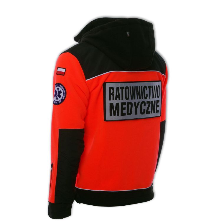 Polar ratowniczy North-Wind PRM-23 FLUO z kapturem oraz kompletem emblematów