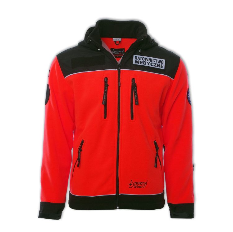Polar ratowniczy North-Wind PRM-23 FLUO z kapturem oraz kompletem emblematów