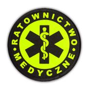 Emblemat YELLOW FLUO RATOWNICTWO MEDYCZNE na rzepie 8,5 cm