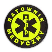 Emblemat YELLOW FLUO RATOWNIK MEDYCZNY na rzepie 8,5 cm