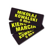 Imiennik YELLOW FLUO tło czarne 1-3 linijki tekstu na rzepie 13 x 5 cm