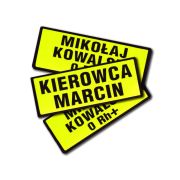 Imiennik tło YELLOW FLUO 1-3 linijki tekstu na rzepie 13 x 5 cm