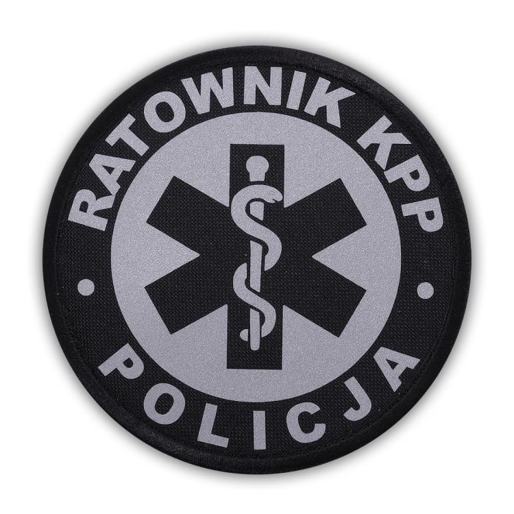 Emblemat odblaskowy RATOWNIK KPP POLICJA na rzepie 8,5 cm