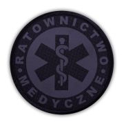 Emblemat CZARNY odblaskowy RATOWNICTWO MEDYCZNE na rzepie 8,5 cm