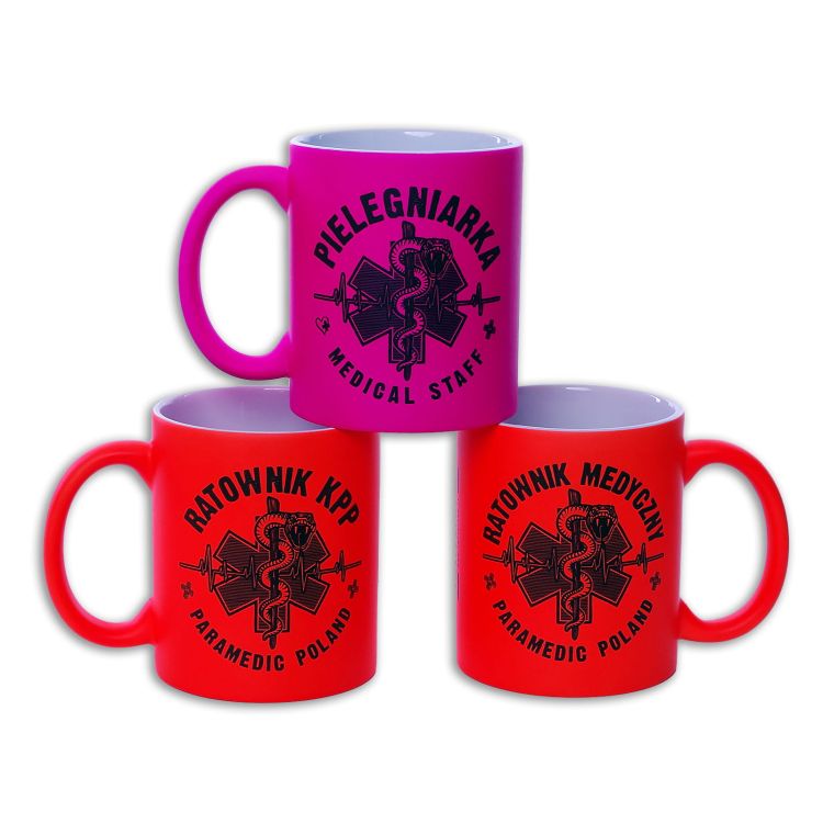 Kubek RATOWNIK MEDYCZNY żmija 330 ml - pomarańczowy FLUO