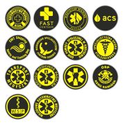 Emblemat z dowolnym nadrukiem YELLOW FLUO na rzepie 8,5 cm