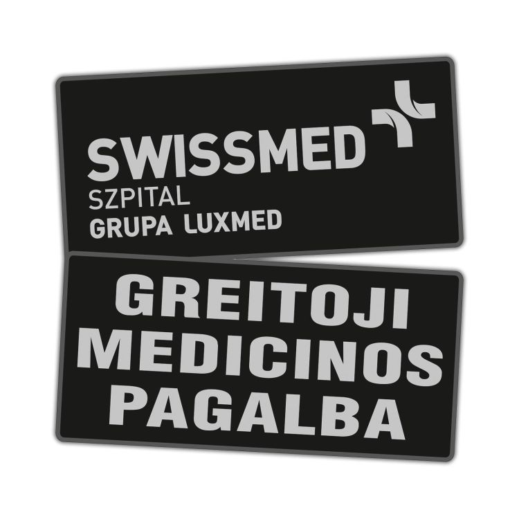 Emblemat dowolny odblaskowe litery na rzepie 31 x 15 cm