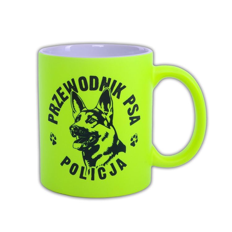 Kubek PRZEWODNIK PSA - POLICJA żmija 330 ml - żółty FLUO