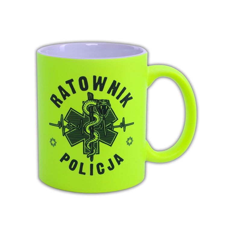 Kubek RATOWNIK POLICJA żmija 330 ml - żółty FLUO
