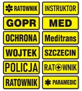 Emblemat dowolny czarny nadruk tło YELLOW  FLUO na COMBAT na rzepie 11 x 4 cm