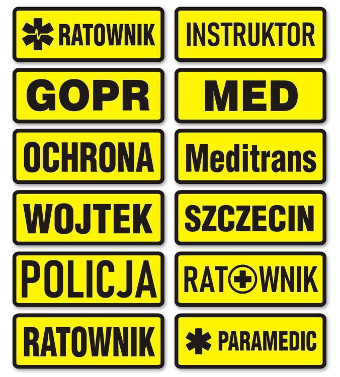 Emblemat dowolny czarny nadruk tło YELLOW  FLUO na COMBAT na rzepie 11 x 4 cm