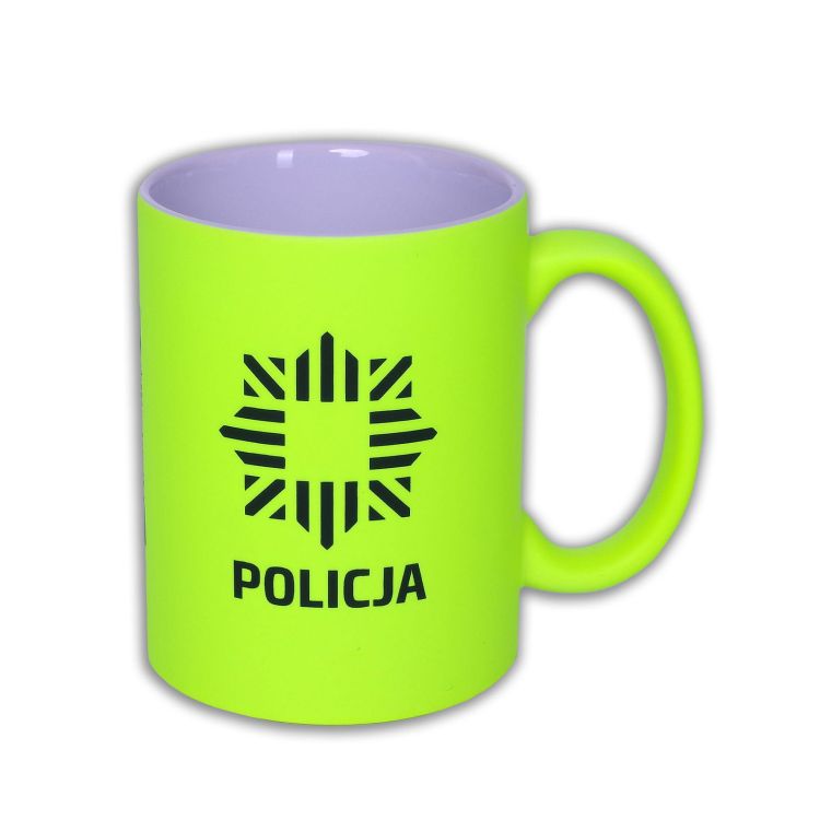 Kubek POLICJA 330 ml - żółty FLUO