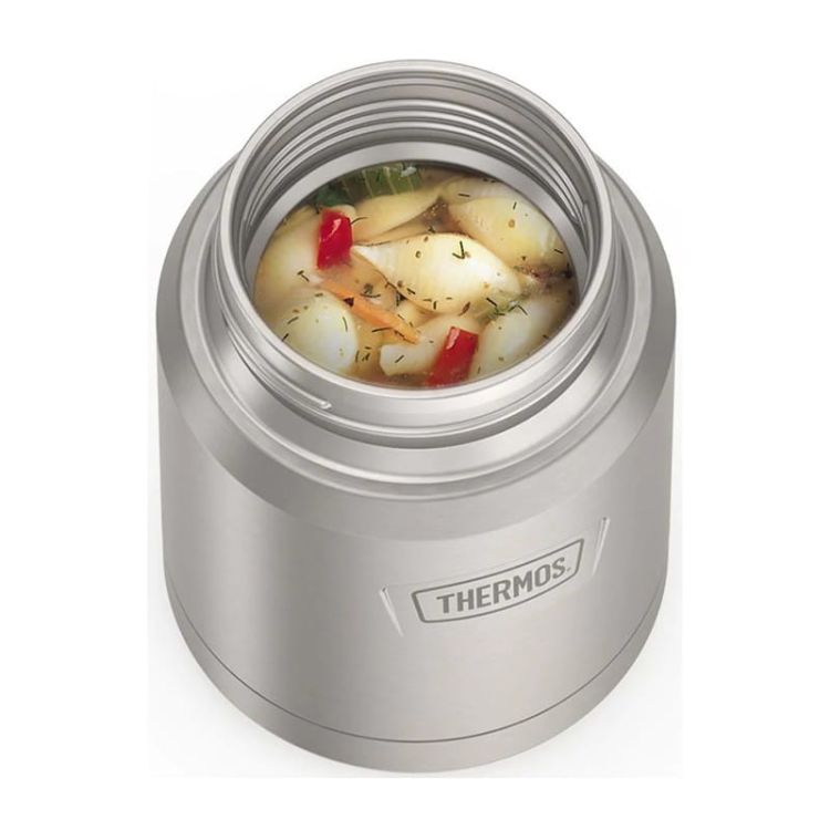 Termos na jedzenie z składaną łyżką i kubkiem Thermos 0,47l - nierdzewny