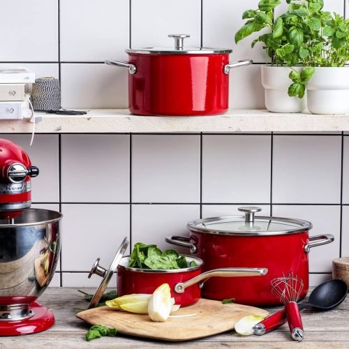 Zestaw garnków emaliowanych z akcesoriami - 8 elementów / KitchenAid