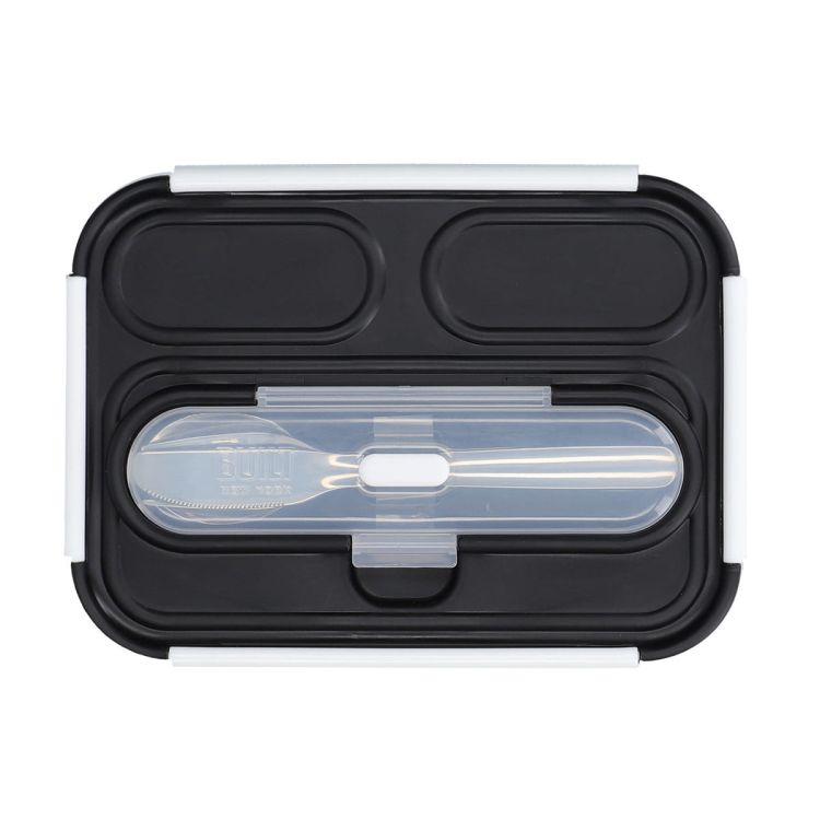 Lunchbox ze sztućcami czarny / Built