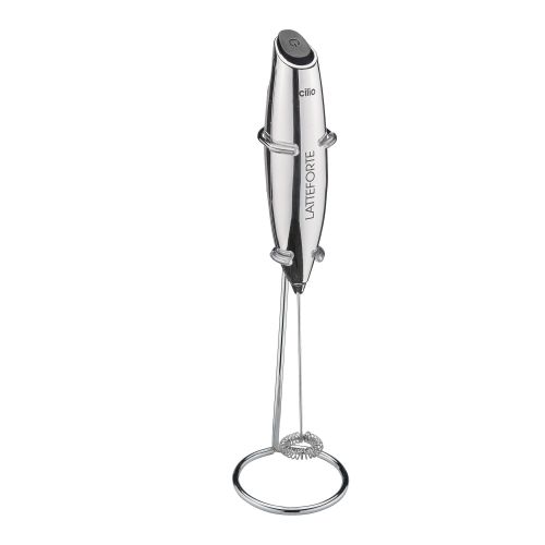 Spieniacz do mleka na stojaku, 23 cm, metaliczny błyszczący / Cilio