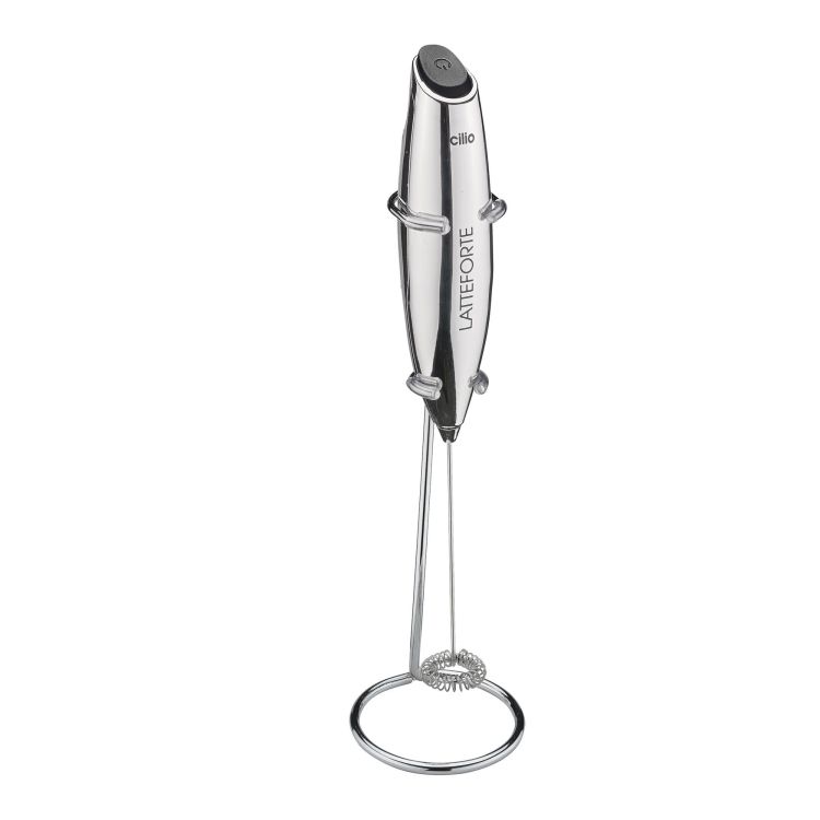 Spieniacz do mleka na stojaku, 23 cm, metaliczny błyszczący / Cilio