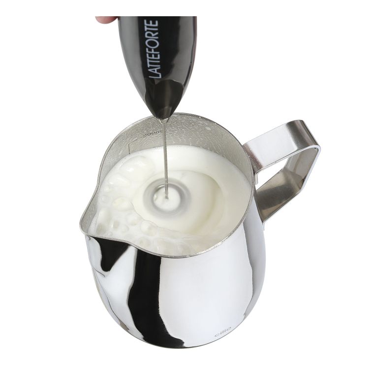 Spieniacz do mleka na stojaku, 23 cm, metaliczny błyszczący / Cilio