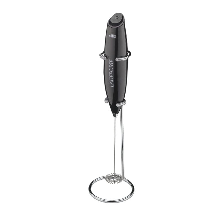 Spieniacz do mleka na stojaku, 23 cm, czarny / Cilio