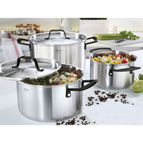 Zestaw garnków, 4 el., stal nierdzewna, czarne uchwyty / Spring