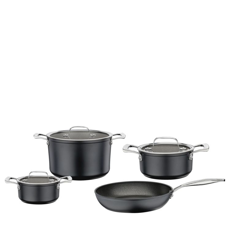 Zestaw garnków z powłoką nieprzywierającą, 4 el., 3 garnki + patelnia śred. 28 cm / Spring