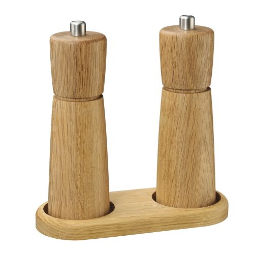 Podstawka pod młynki, drewno dębowe, 17 x 8 cm, na 2 młynki o średnicy do 6 cm / Zassenhaus