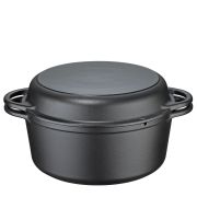 Garnek z pokrywą/patelnią grillową, żeliwo, 5,0 l, śred. 26 cm / Kuchenprofi