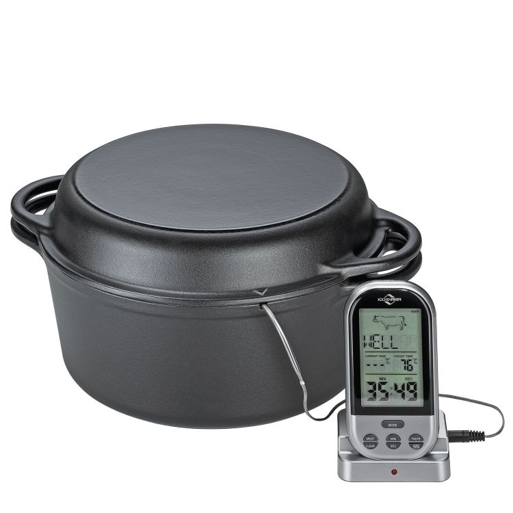 Garnek z pokrywą/patelnią grillową, żeliwo, 5,0 l, śred. 26 cm / Kuchenprofi