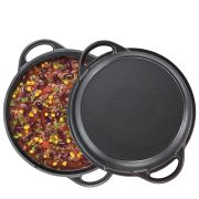 Garnek z pokrywą/patelnią grillową, żeliwo, 5,0 l, śred. 26 cm / Kuchenprofi