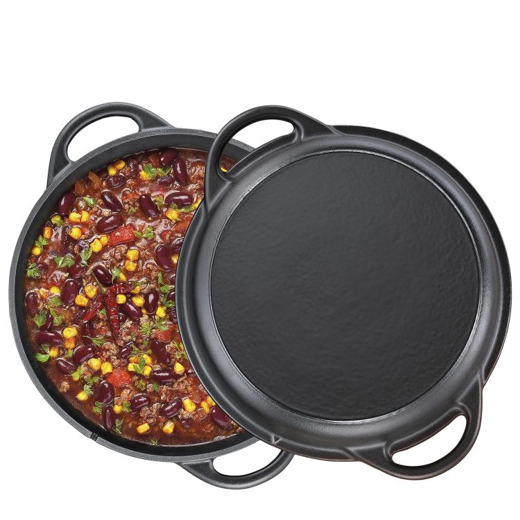 Garnek z pokrywą/patelnią grillową, żeliwo, 5,0 l, śred. 26 cm / Kuchenprofi