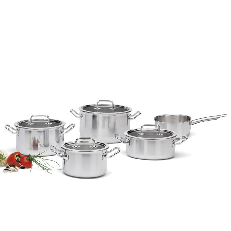 Zestaw garnków, 5 el., stal nierdzewna 18/0 / Spring