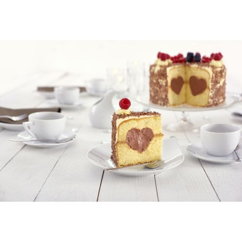 Forma na tort z sercem, 2 el., silikon, śred. 21 cm / Lurch