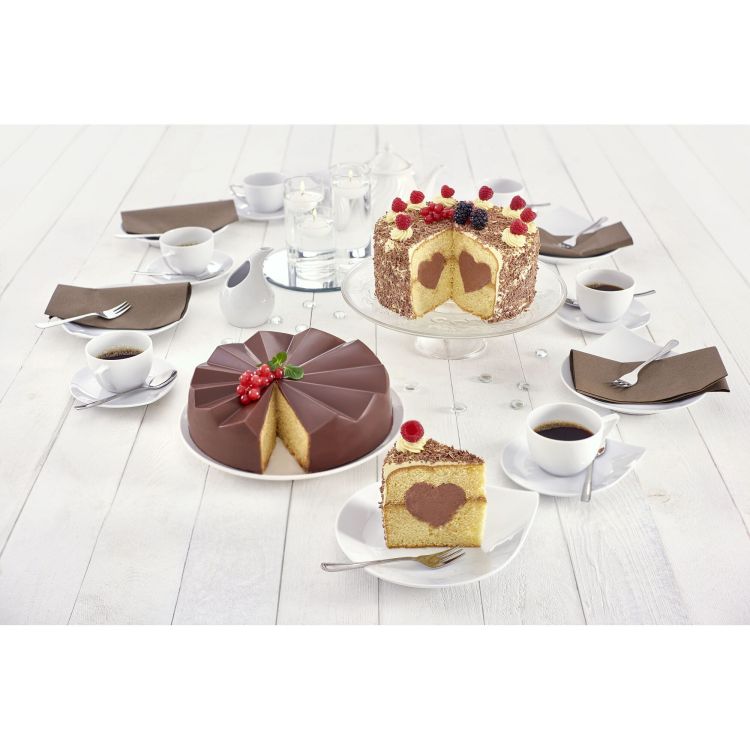 Forma na tort z sercem, 2 el., silikon, śred. 21 cm / Lurch