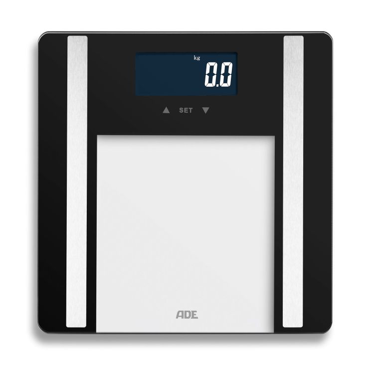 Waga łazienkowa z analizą masy ciała, do 180 kg, 30 x 30 cm, czarna / ADE