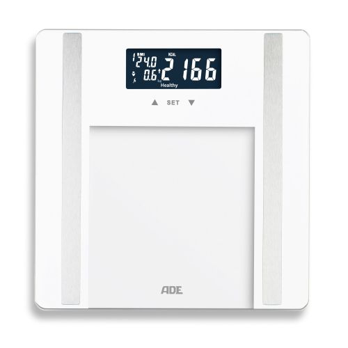 Waga łazienkowa z analizą masy ciała, do 180 kg, 30 x 30 cm, biała / ADE